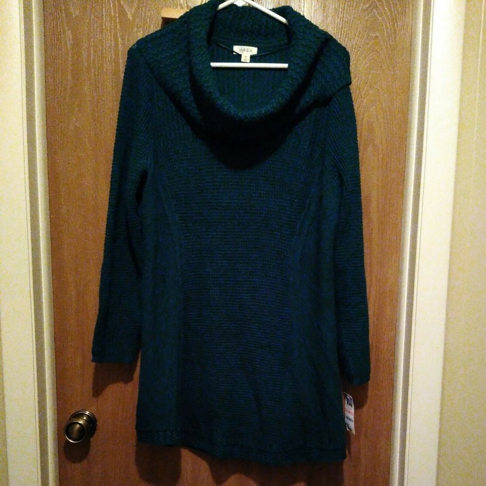 Style & Co Plus Tree Green Cowl Neck Pullover Sweater Long Sleeve NWT Womens 2X